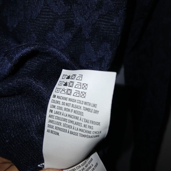 American Eagle Floral Jacuard Blouse Long Slve Crop Top Fitted Blue Lace sz: XS - Picture 6 of 6